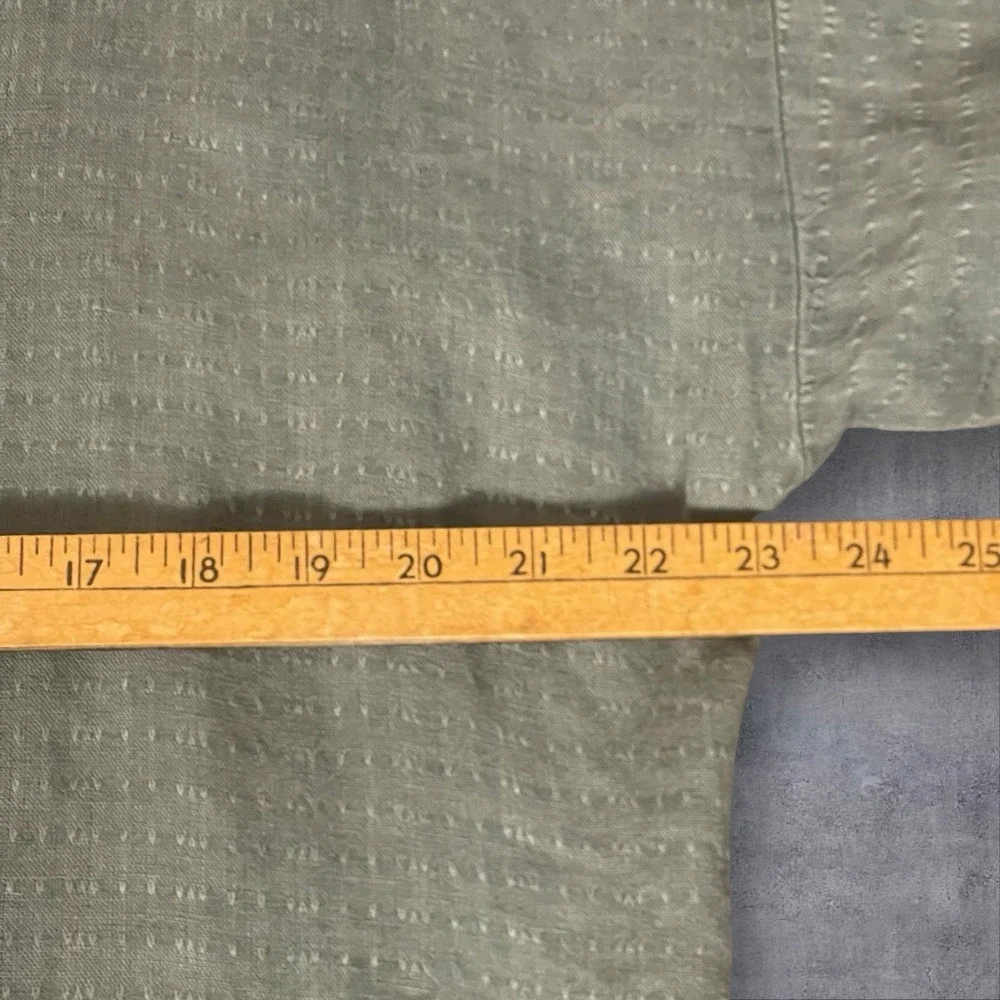 Eileen Fisher Button Front Textured Linen Tunic Top Womens M Green Laganlook - Picture 5 of 8